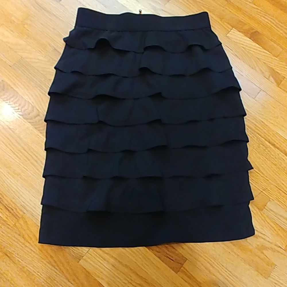 Black ruffled tiered skirt